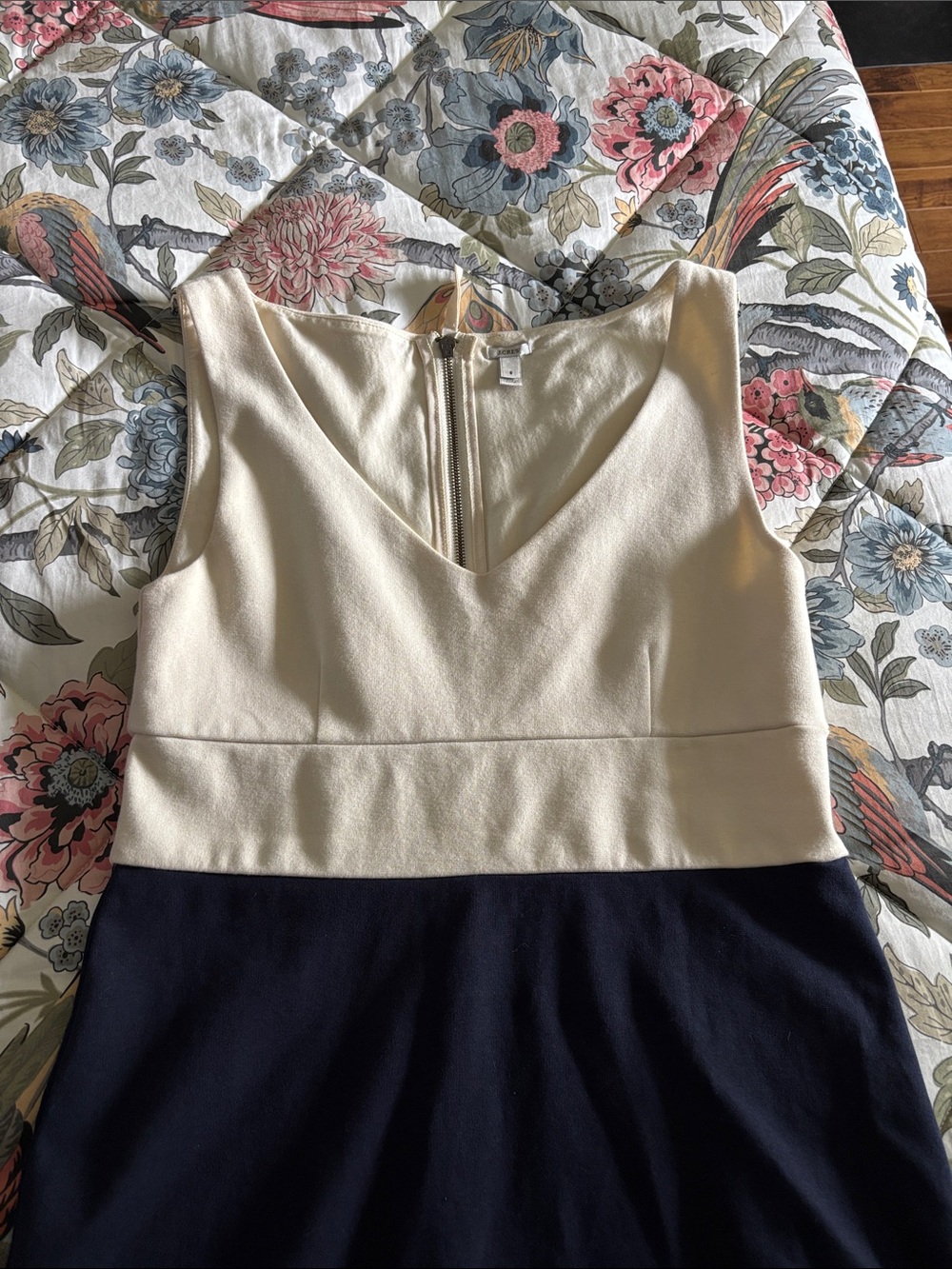 J.Crew Sleeveless Two-Tone Ivory and Navy Dress